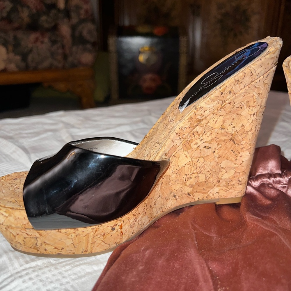 Jessica Simpson shoes black with cork